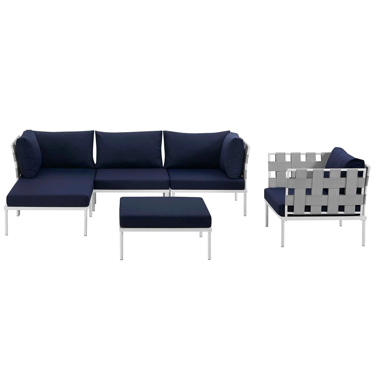 6-Piece Modern Weather-Resistant Aluminum Outdoor Patio Sectional Sofa Set with Cushions - Image 15