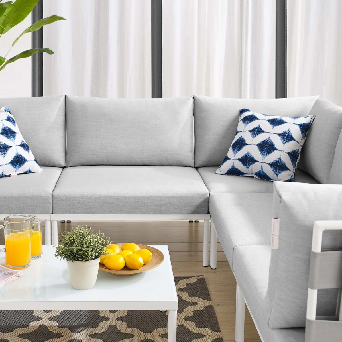6-Piece Outdoor Patio Aluminum Sectional Sofa Set - Image 2