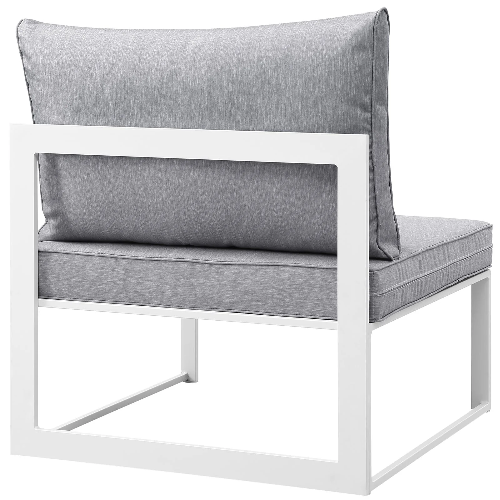 6-Piece White Gray Outdoor Patio Aluminum Sectional Sofa Set - Image 9