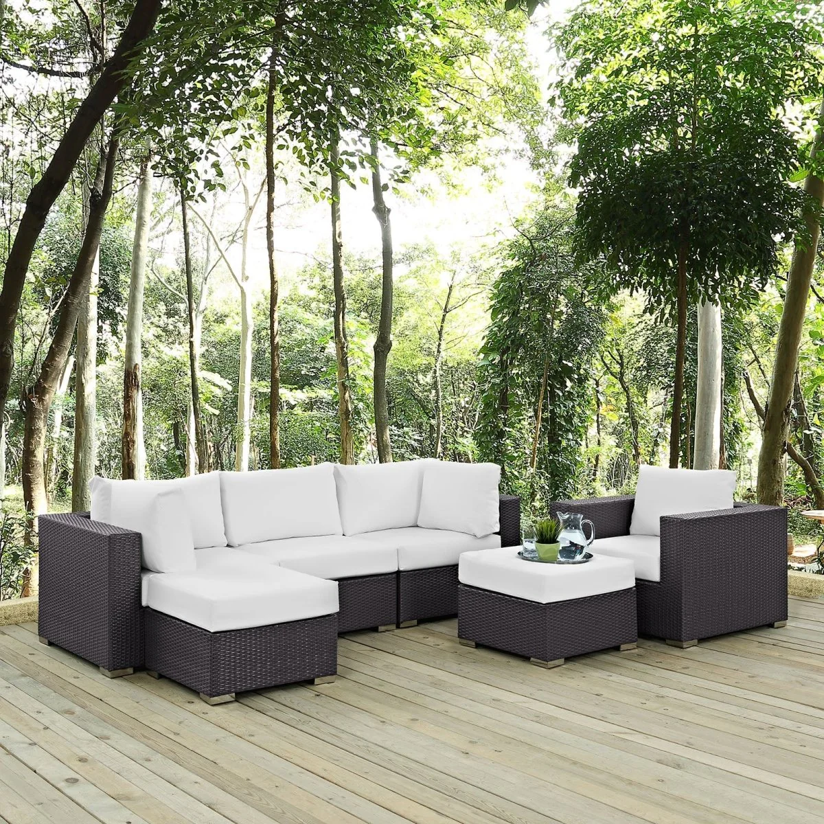 6-Piece Outdoor Woven Patio Sectional Set - Image 8