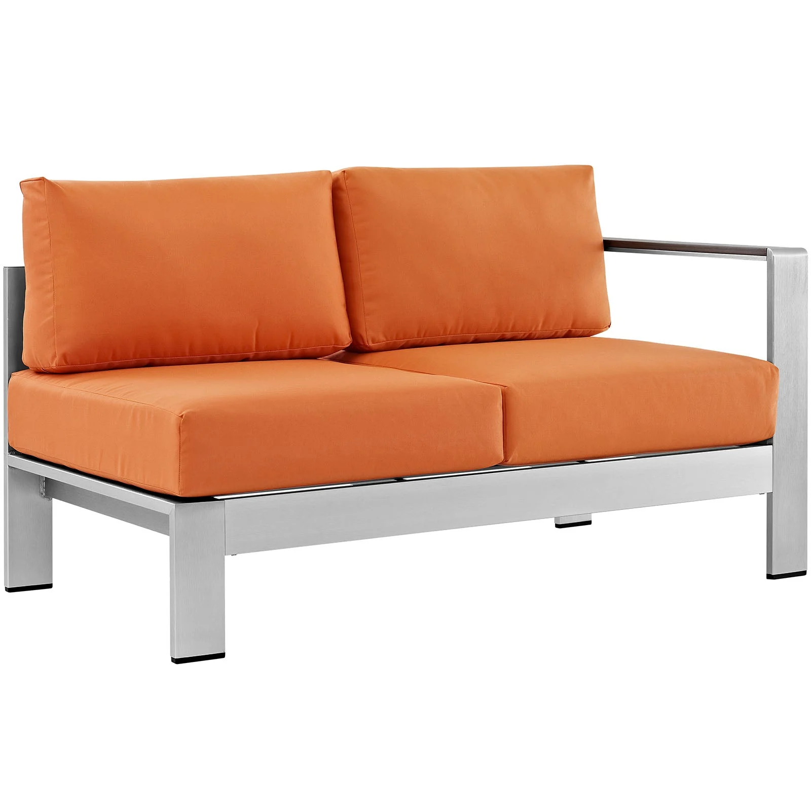 6-Piece Silver Orange Aluminum Outdoor Patio Sectional Sofa Set - Image 3
