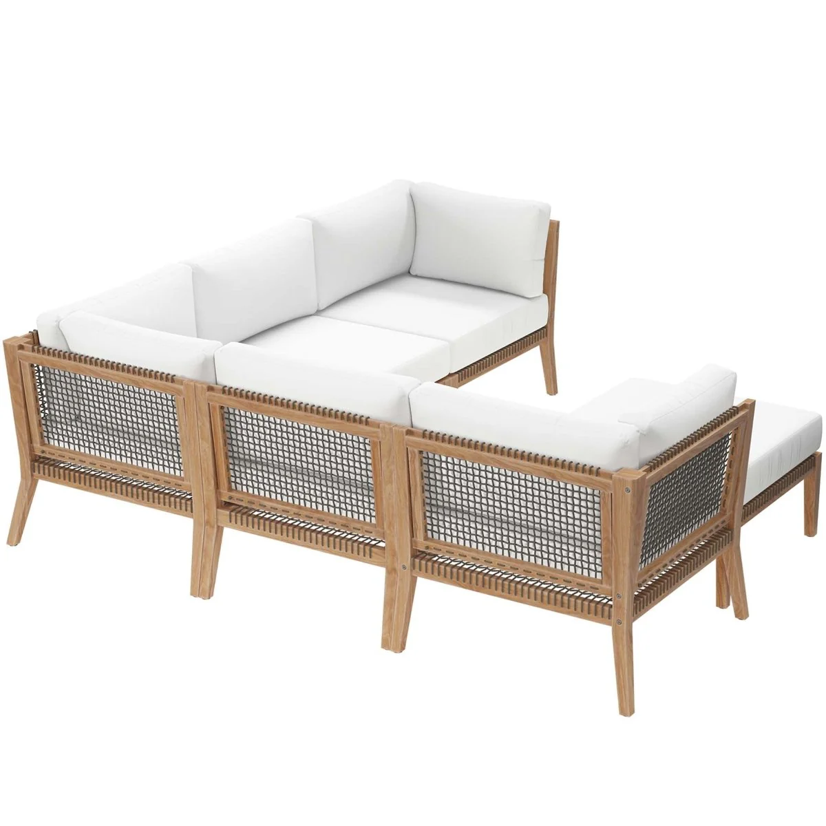 6-Piece Teak Outdoor Sectional Sofa Set, Modular Design for Patio and Deck - Image 52