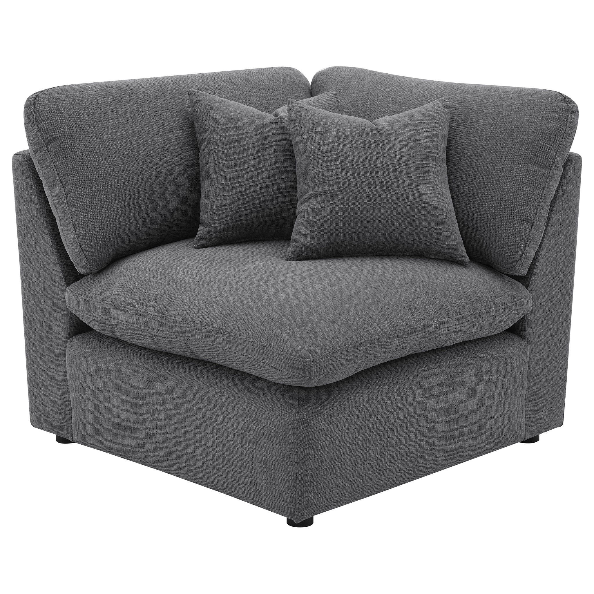 6 Piece Upholstered Modular Sectional Sofa With Reversible Cushions And Ottoman - Charcoal - Image 2