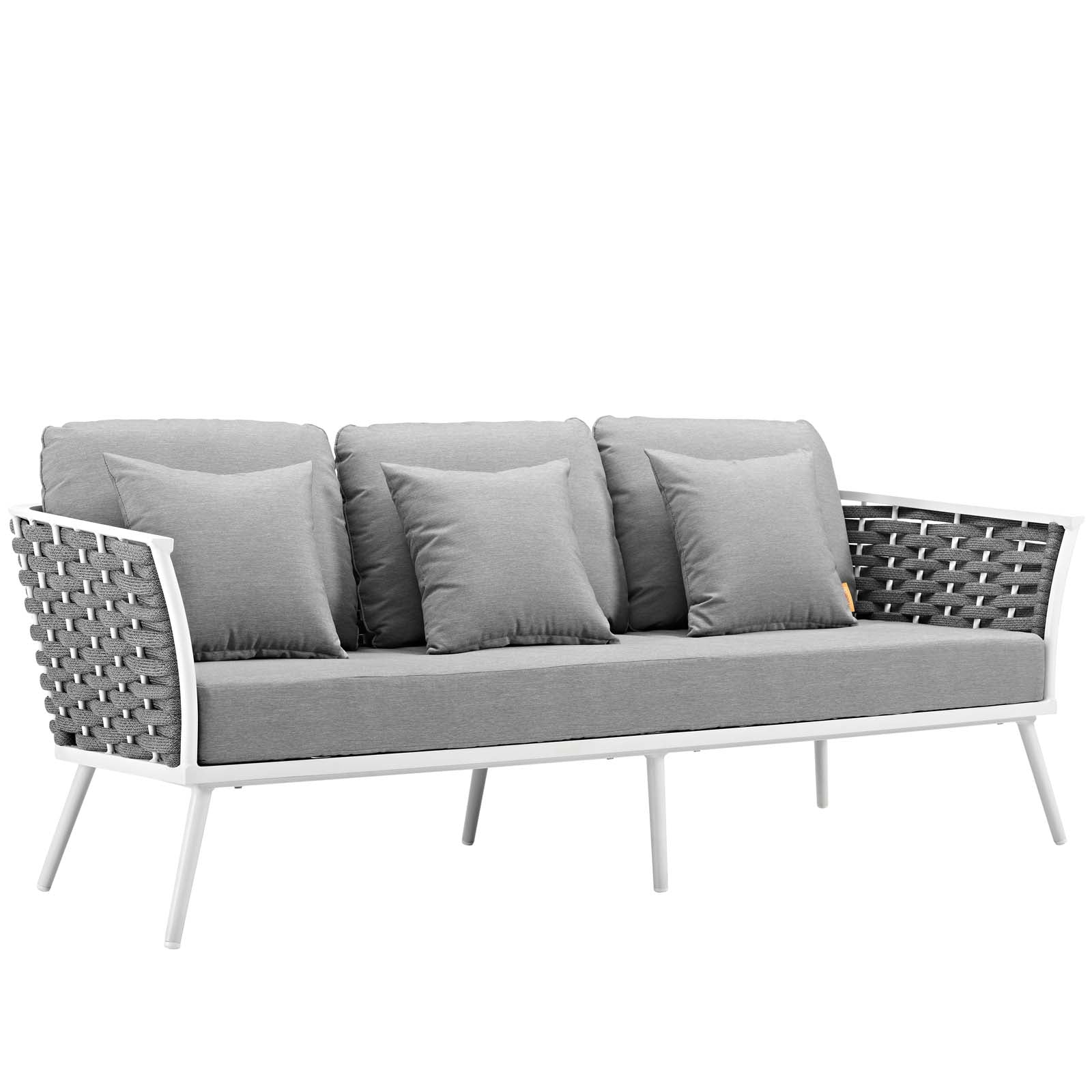 6-Piece White Gray Outdoor Patio Aluminum Sectional Sofa Set - Image 2
