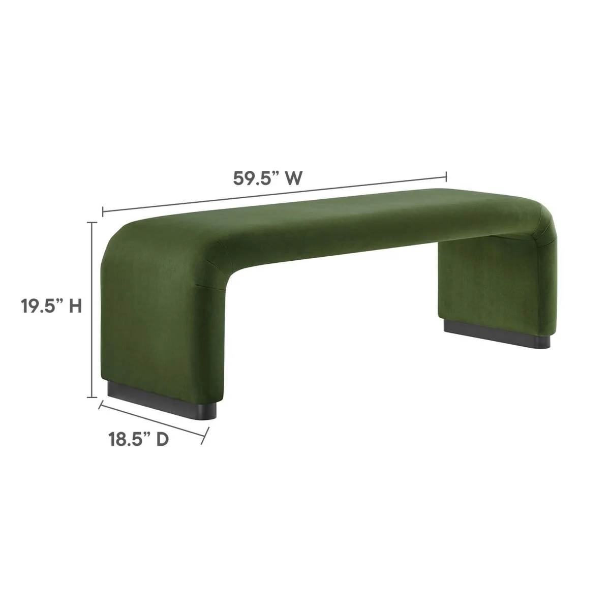 60 Inch Performance Velvet Waterfall Long Bench with Metal Base - Image 15
