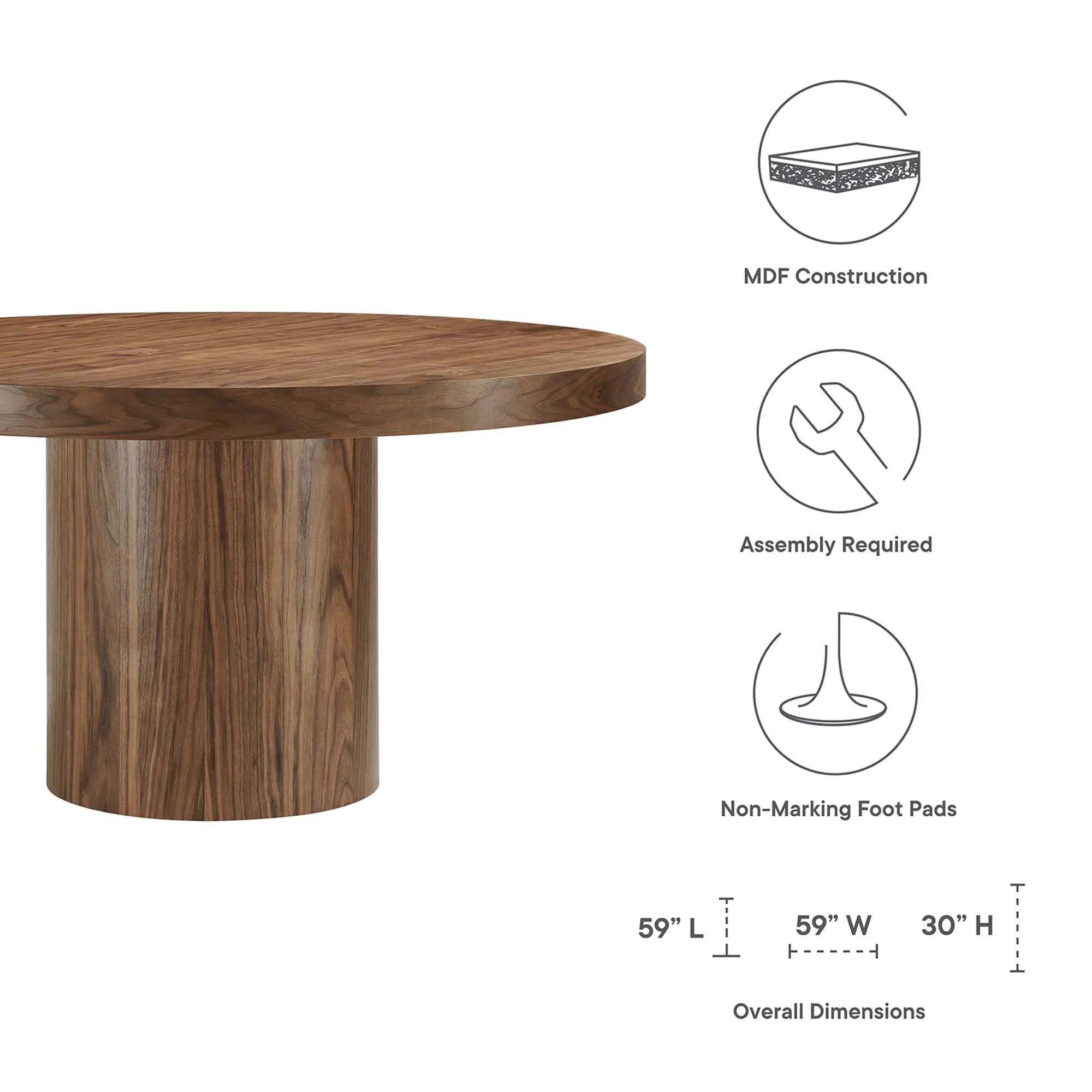 60 Inch Round Modern High Gloss MDF Dining Table - Image 11