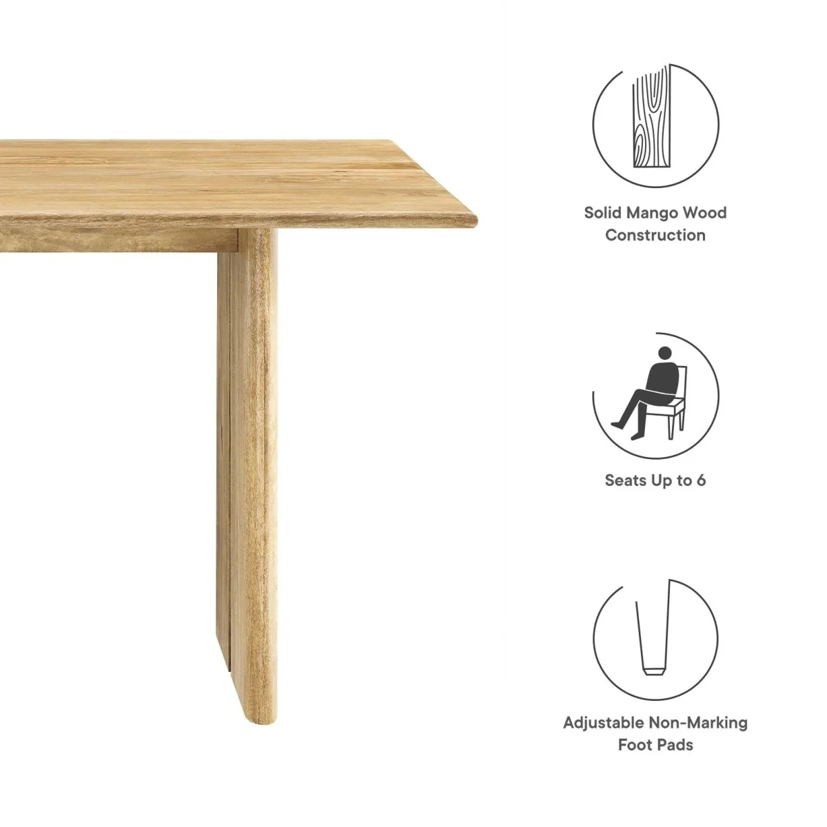 60 Inch Walnut Modern Farmhouse Solid Wood Dining Table - Image 22