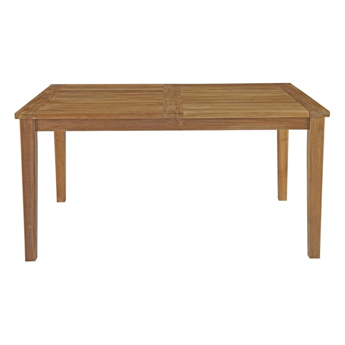 60" Natural Teak Outdoor Dining Table with Planked Top - Image 2