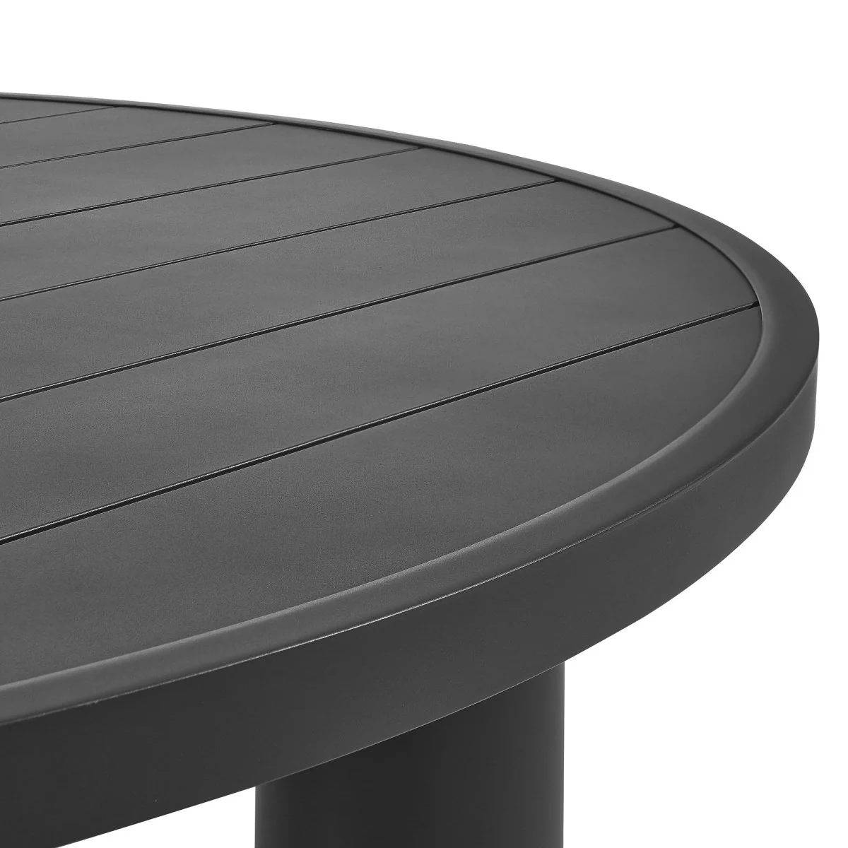 60" Round Aluminum Outdoor Dining Table with Slatted Top for Patio and Garden Seating - Image 6