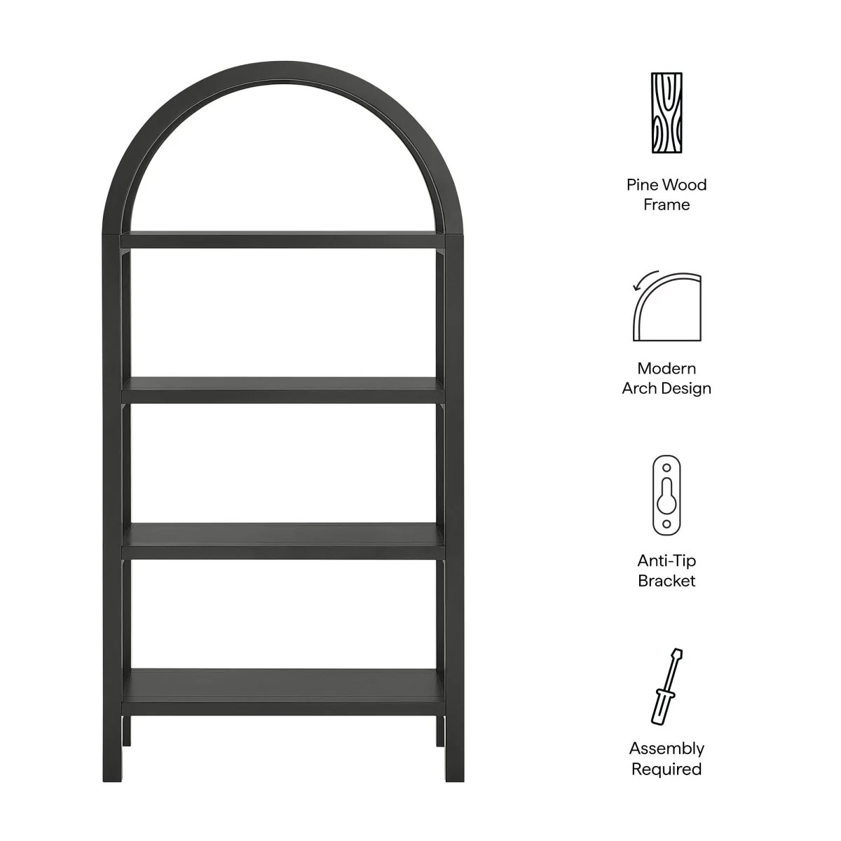 60" Tall Arched Sculptural Pine Wood Bookshelf - Image 9