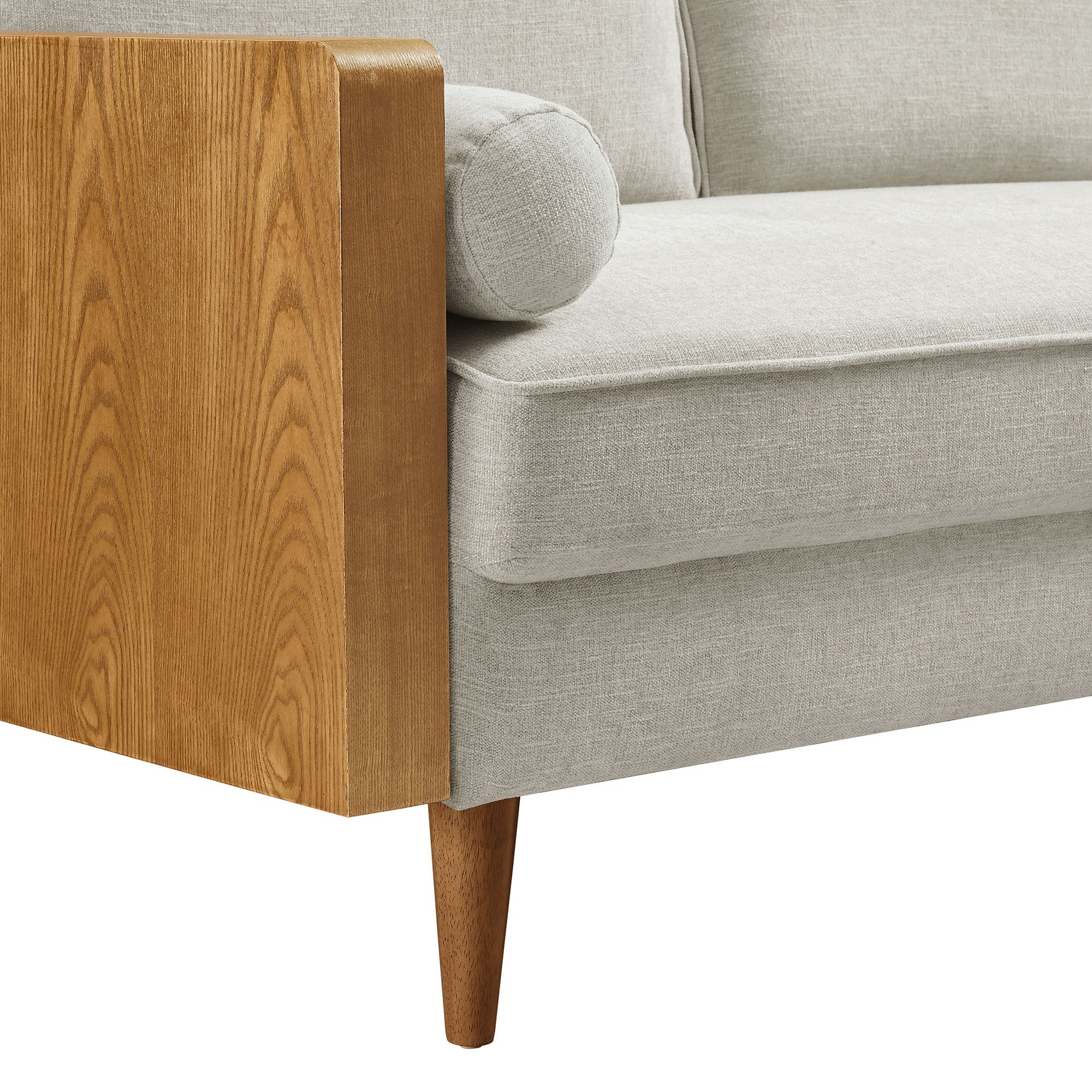 61 Inch Mid-Century Modern Heathered Weave Fabric Loveseat - Image 6