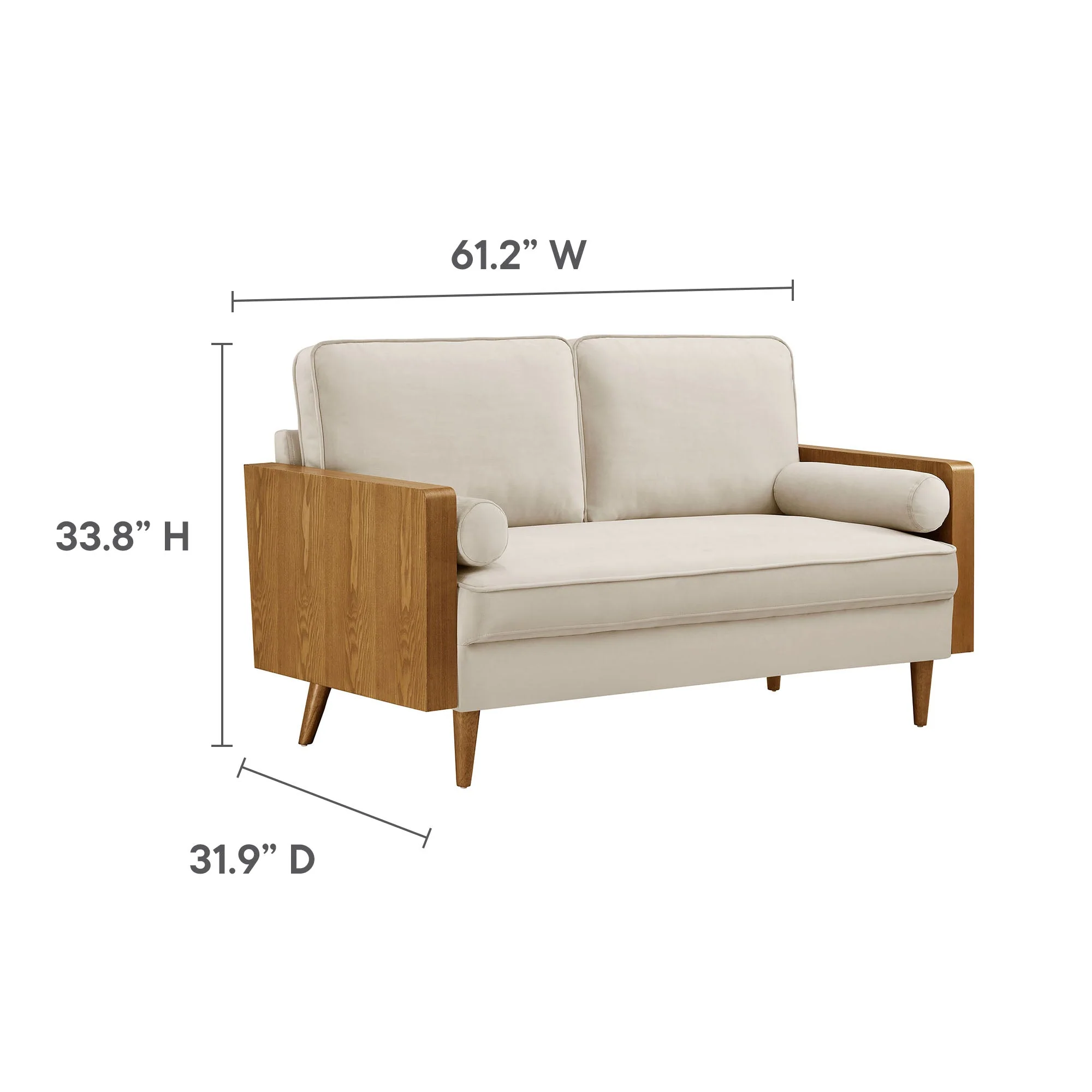 61 Inch Mid-Century Modern Performance Velvet Loveseat - Image 10
