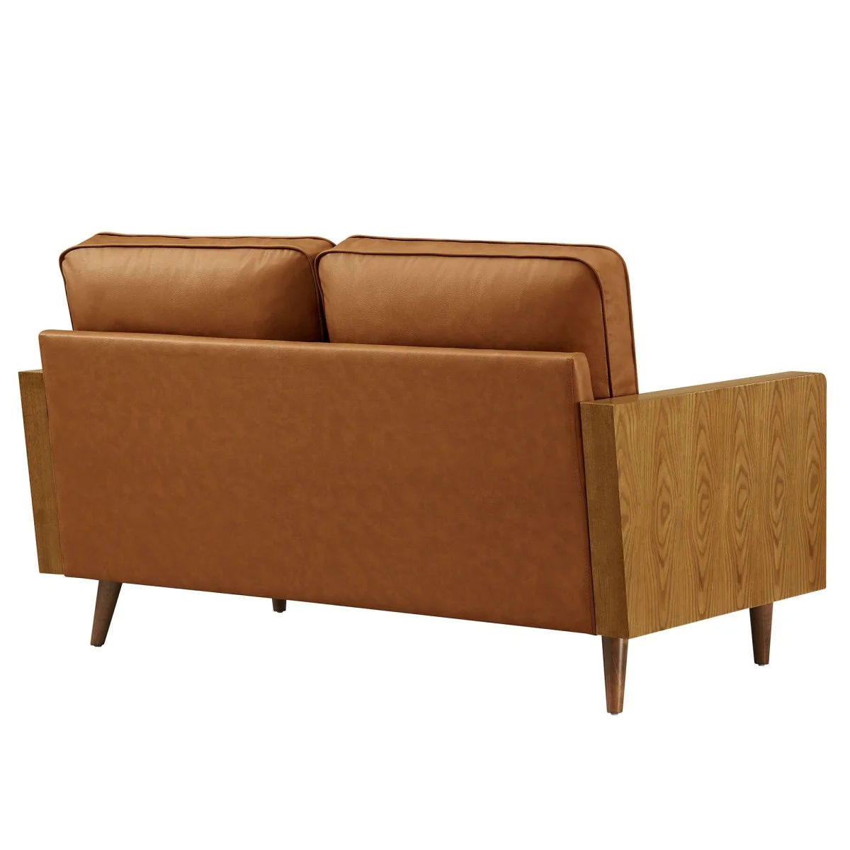 61 Inch Mid-Century Modern Upholstered Vegan Leather Loveseat - Image 5