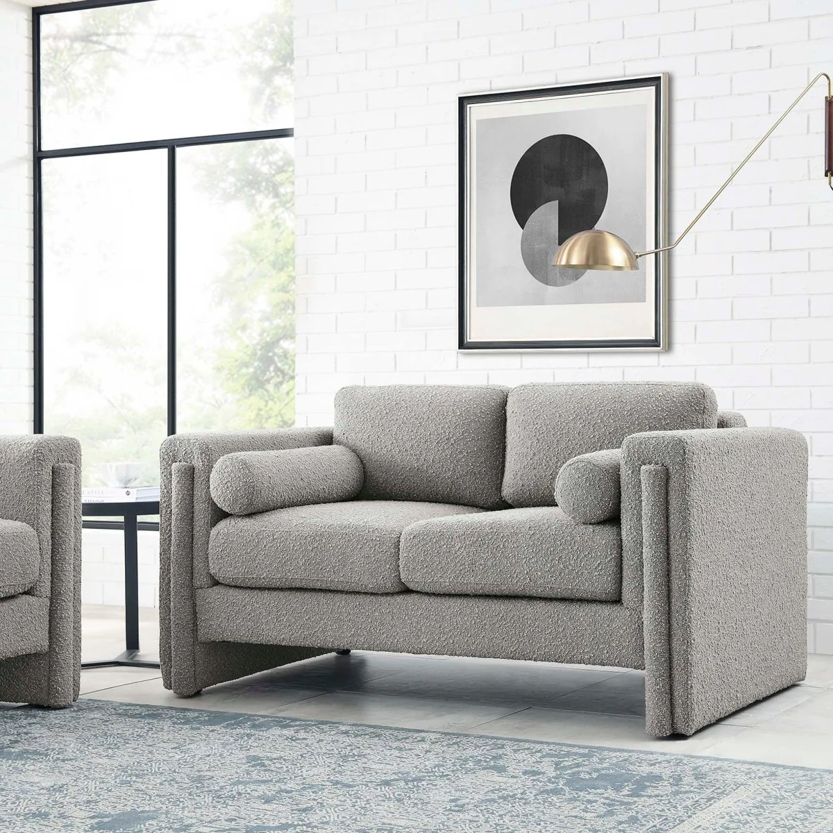 61-Inch Visible Boucle Fabric Upholstered Loveseat - Image 21
