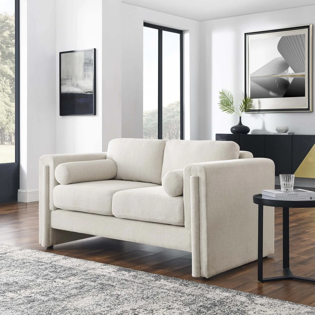 61-Inch Visible Heathered Fabric Loveseat - Image 14