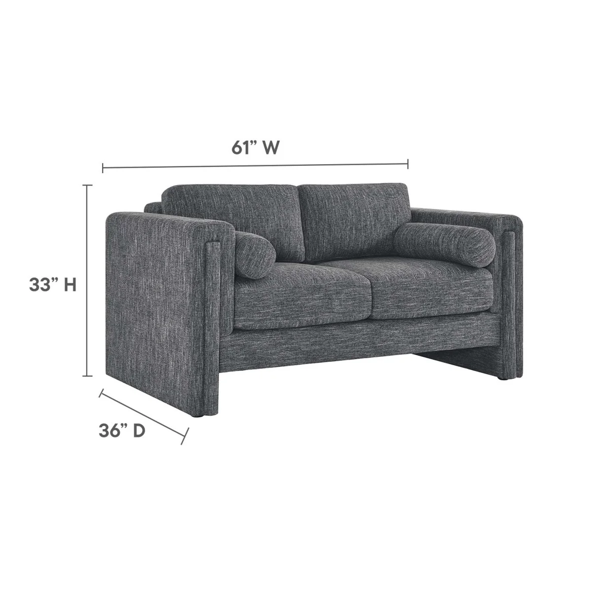 61-Inch Visible Heathered Fabric Loveseat - Image 3