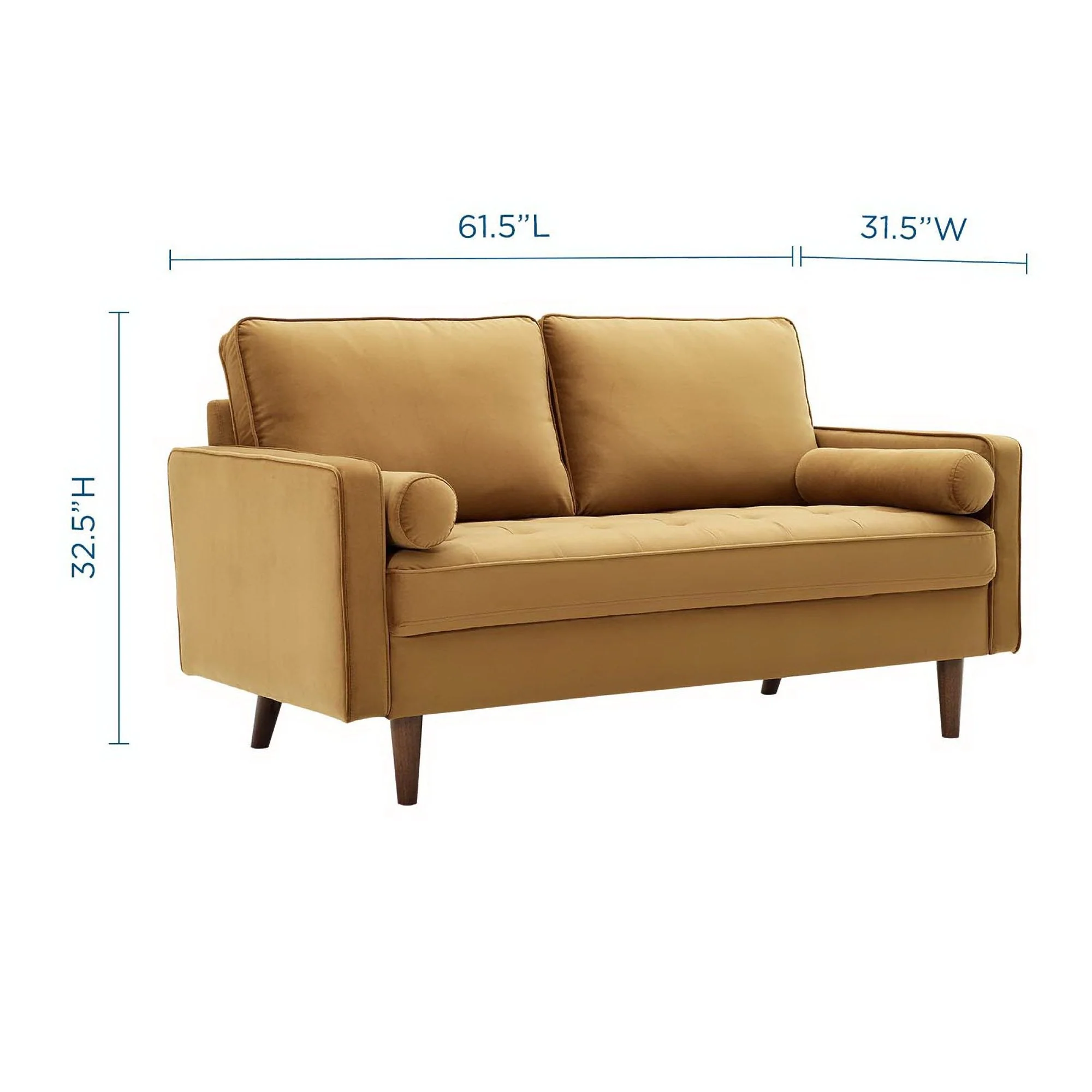 62 Inch Mid-Century Modern Performance Velvet Loveseat - Image 2