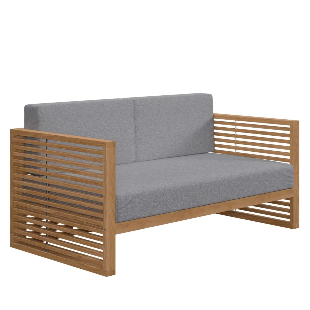 62" Modern Teak Wood Outdoor Loveseat – Contemporary Teak Wood Seating for Patio - Image 17