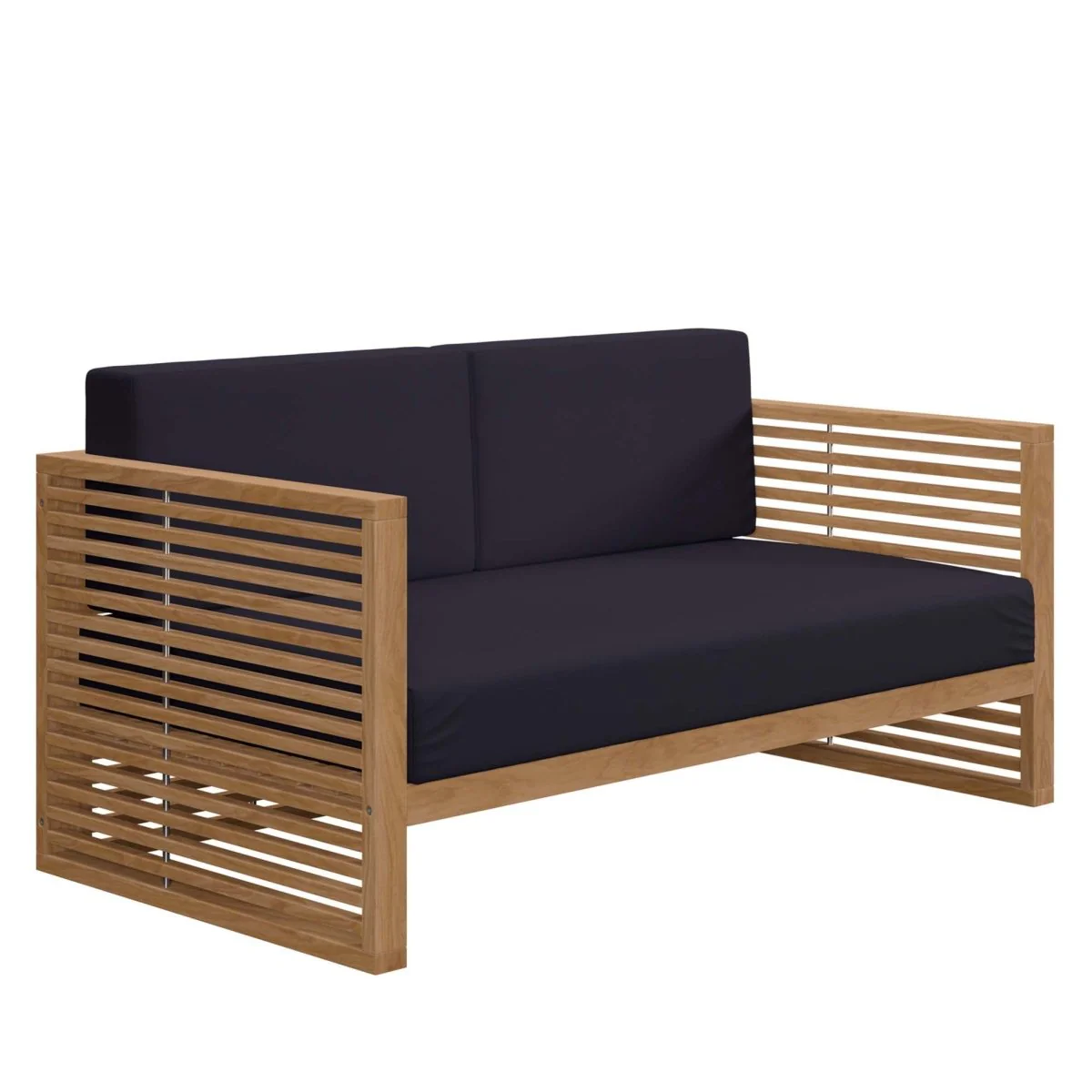62" Modern Teak Wood Outdoor Loveseat – Contemporary Teak Wood Seating for Patio - Image 9
