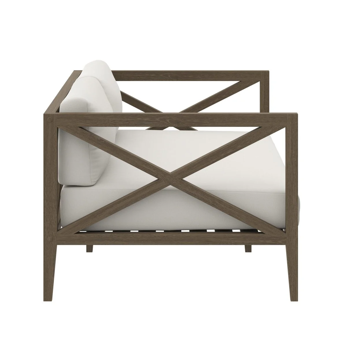 62" Weathered Gray White Outdoor Patio Loveseat – Solid Teak Wood - Image 5