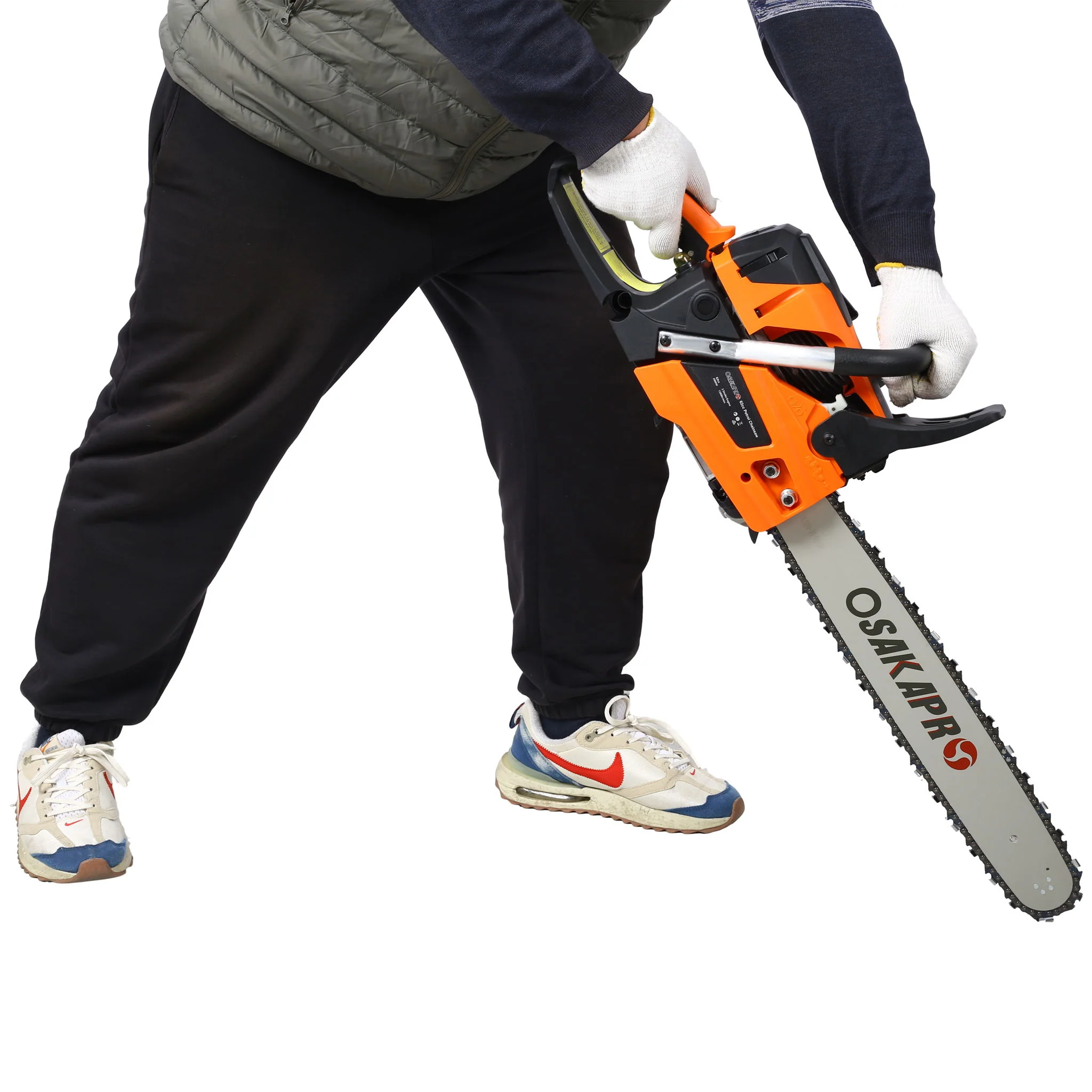 62Cc Gas Powered Chainsaw 20" 2 Cycle Petrol Handheld Chain Saw Epa Compliant Aluminium - Orange - Image 6