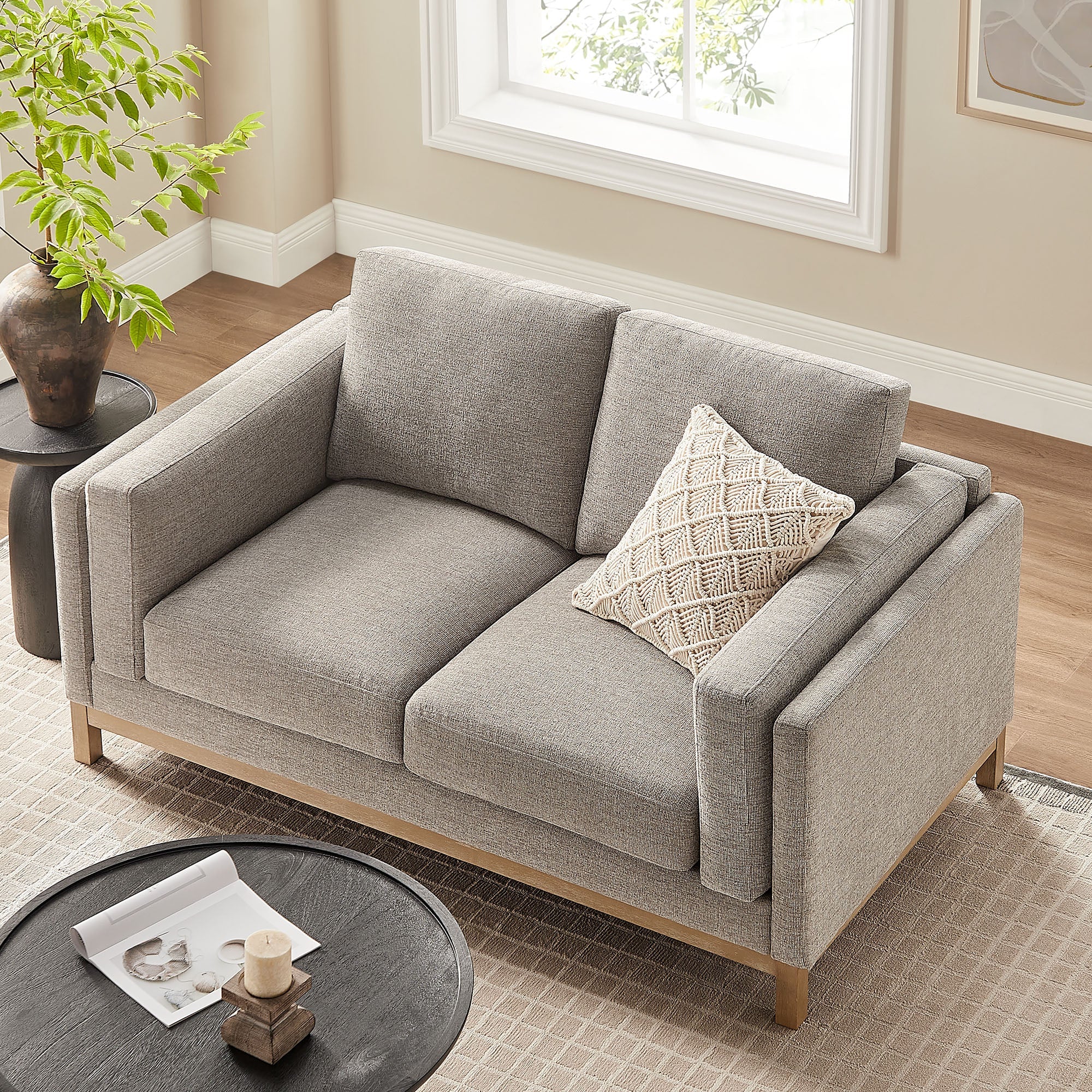63 Inch American-Traditional Upholstered Fabric Loveseat - Image 11
