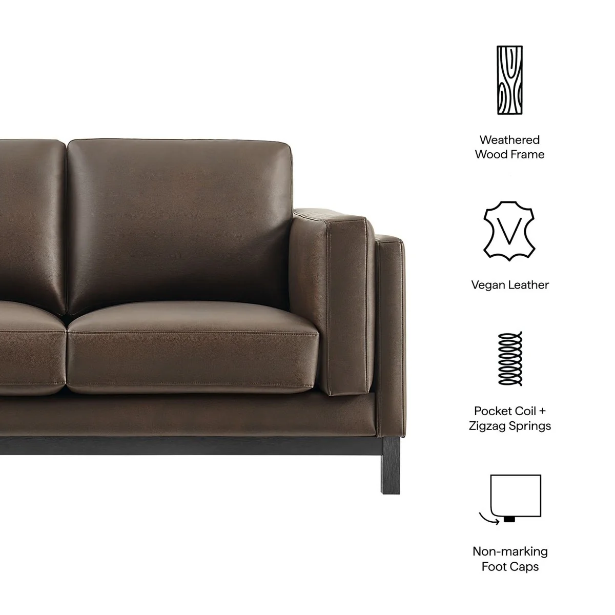 63 Inch American-Traditional Upholstered Vegan Leather Loveseat - Image 10