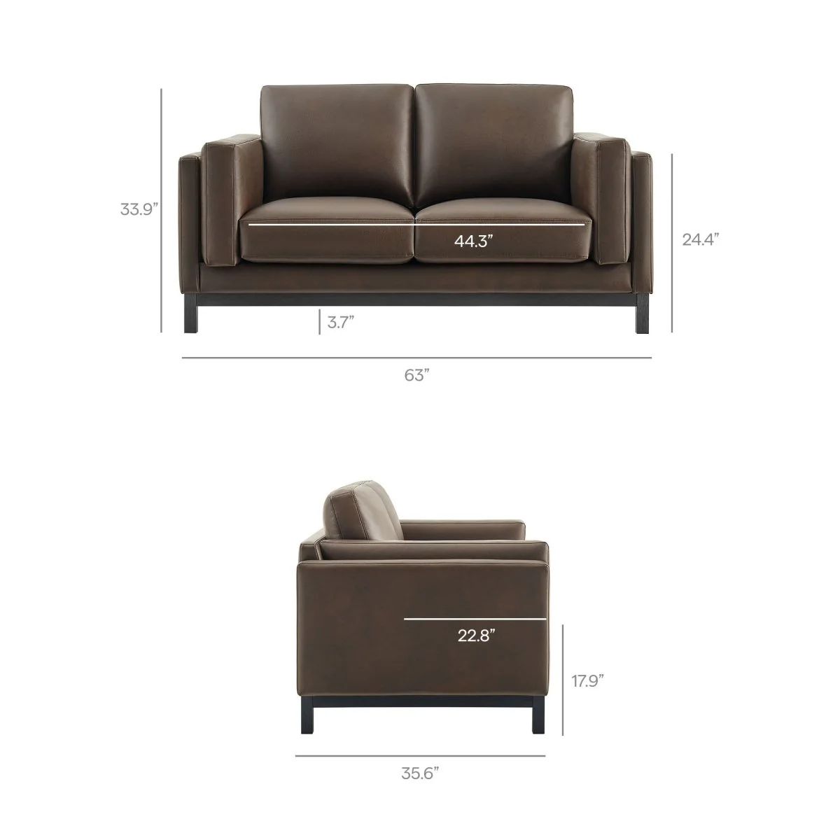63 Inch American-Traditional Upholstered Vegan Leather Loveseat - Image 11