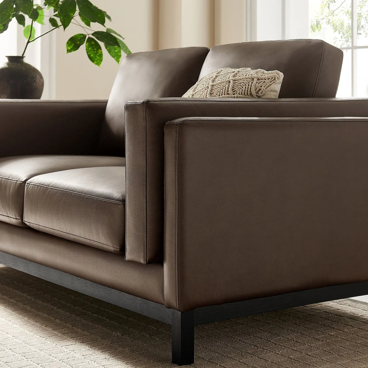 63 Inch American-Traditional Upholstered Vegan Leather Loveseat - Image 13