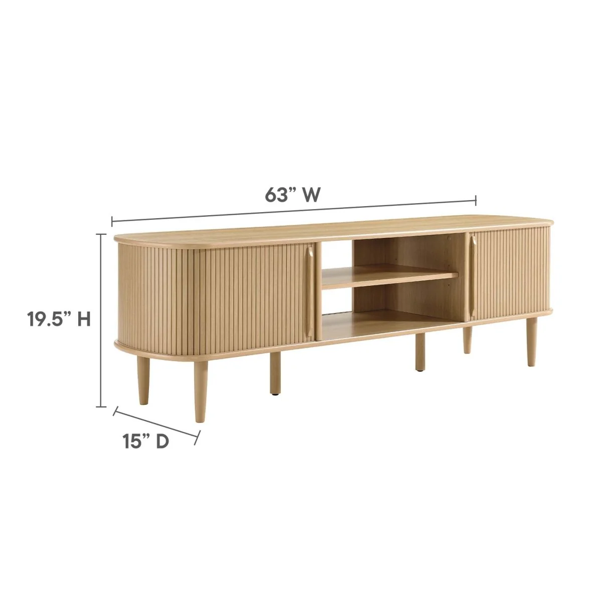 63 Inch Mid-Century Curved Beadboard TV Stand - Image 10