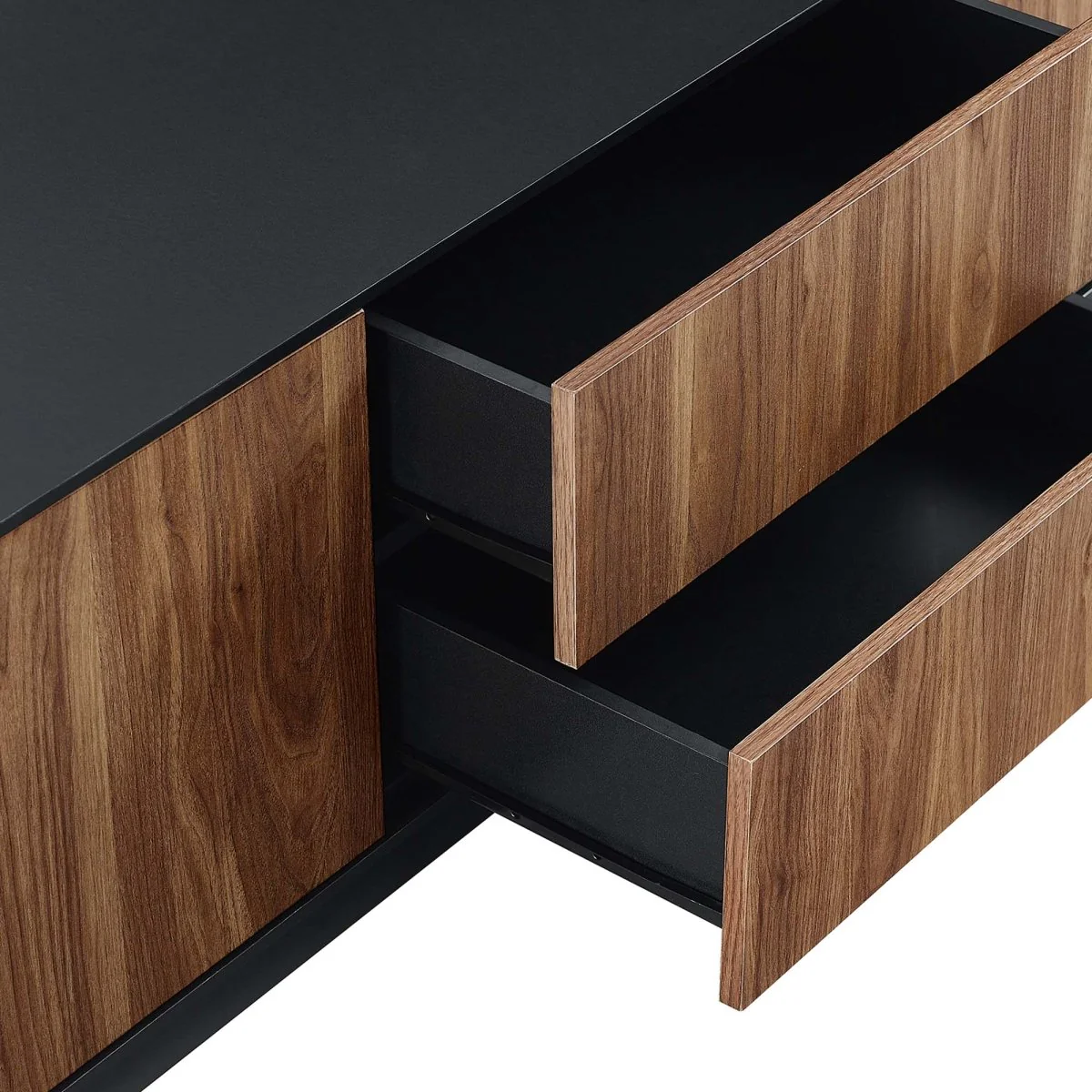 63 Inch Rustic Plinth Base TV Stand in Black Walnut - Image 6