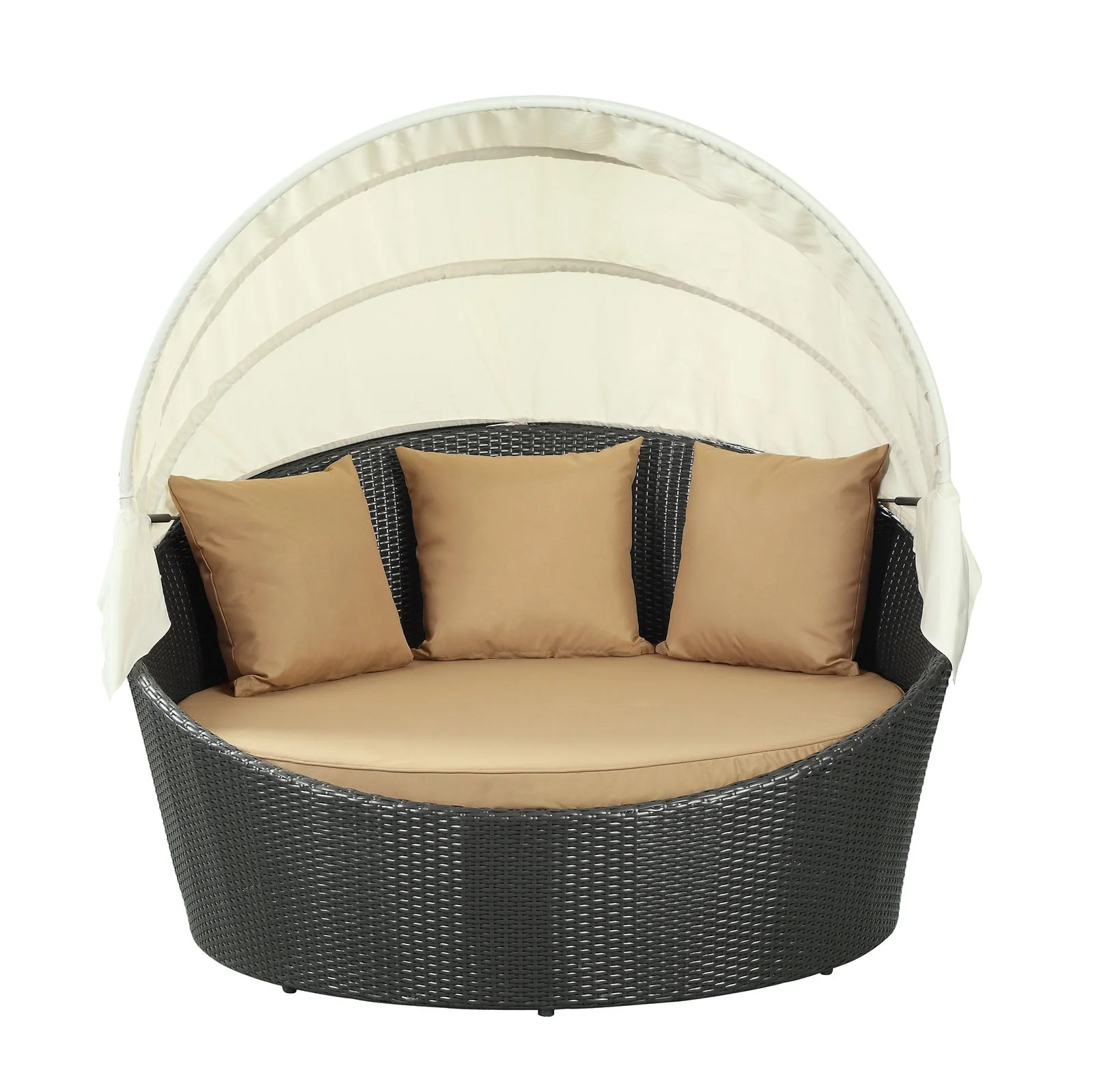 63" Outdoor Rattan Canopy Daybed for Patio and Garden Seating, Adjustable Canopy - Image 11
