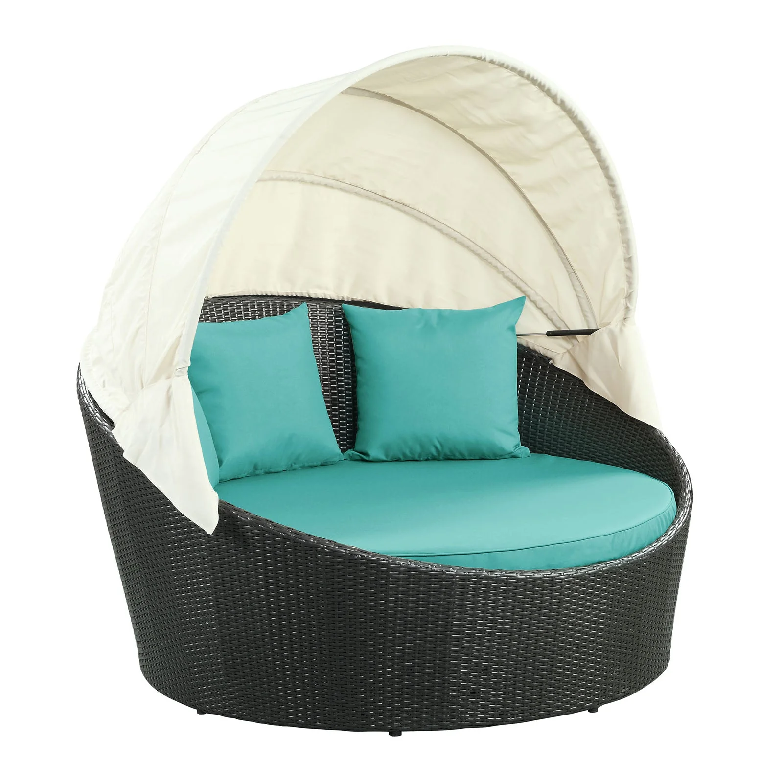 63" Outdoor Rattan Canopy Daybed for Patio and Garden Seating, Adjustable Canopy - Image 15