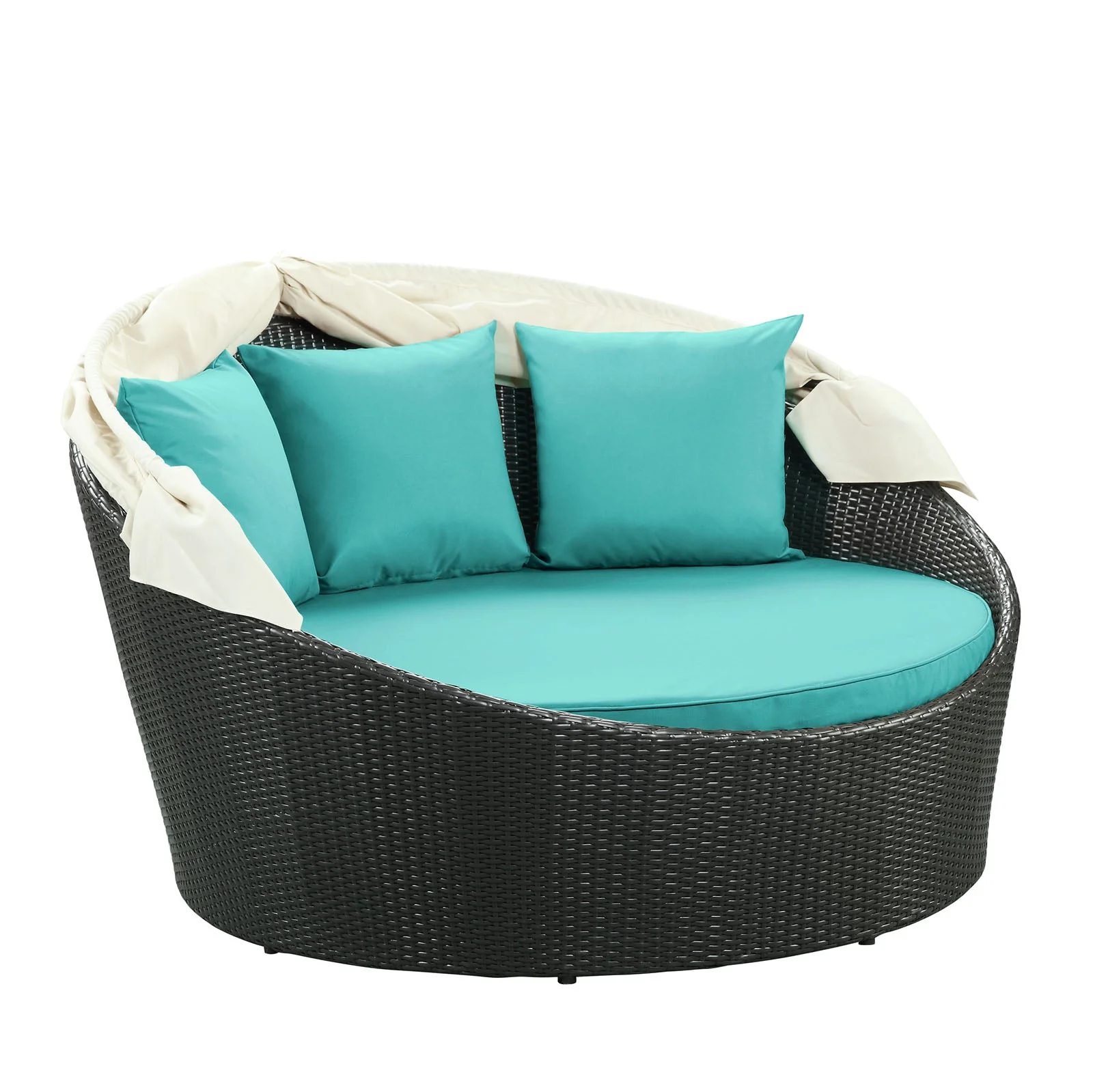 63" Outdoor Rattan Canopy Daybed for Patio and Garden Seating, Adjustable Canopy - Image 16