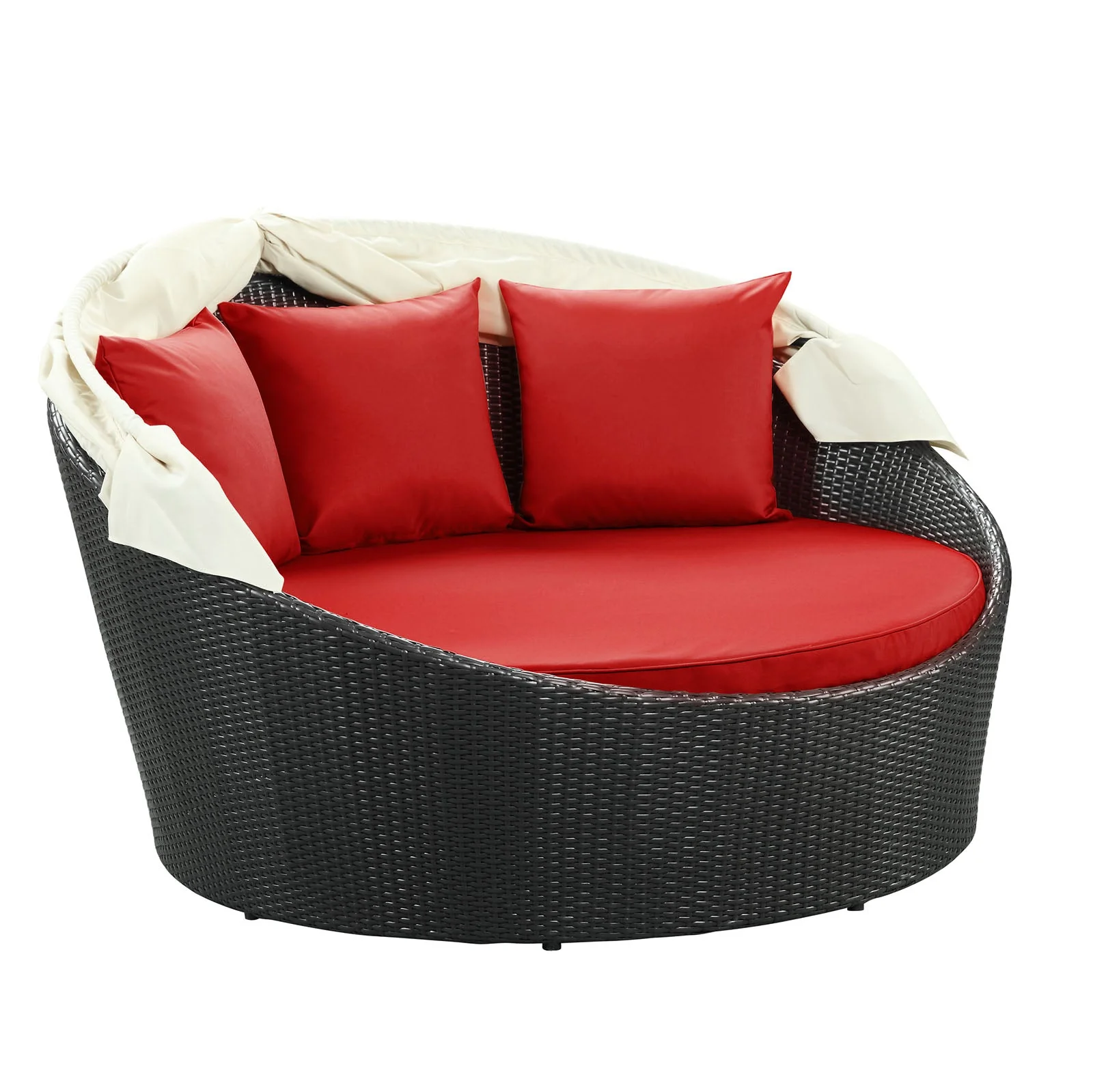 63" Outdoor Rattan Canopy Daybed for Patio and Garden Seating, Adjustable Canopy - Image 3