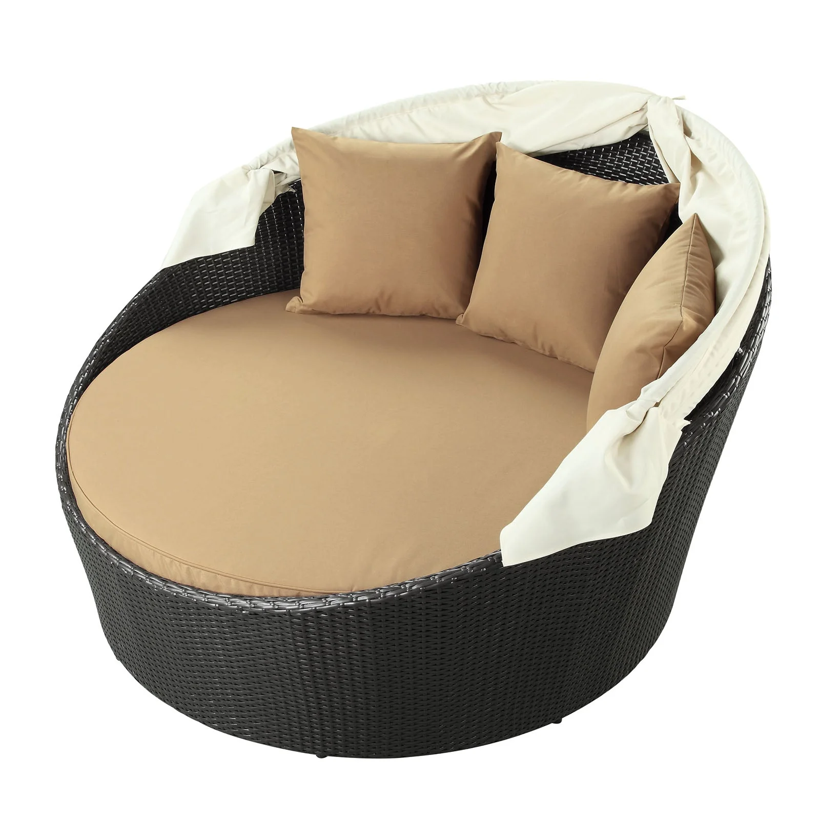 63" Outdoor Rattan Canopy Daybed for Patio and Garden Seating, Adjustable Canopy - Image 9