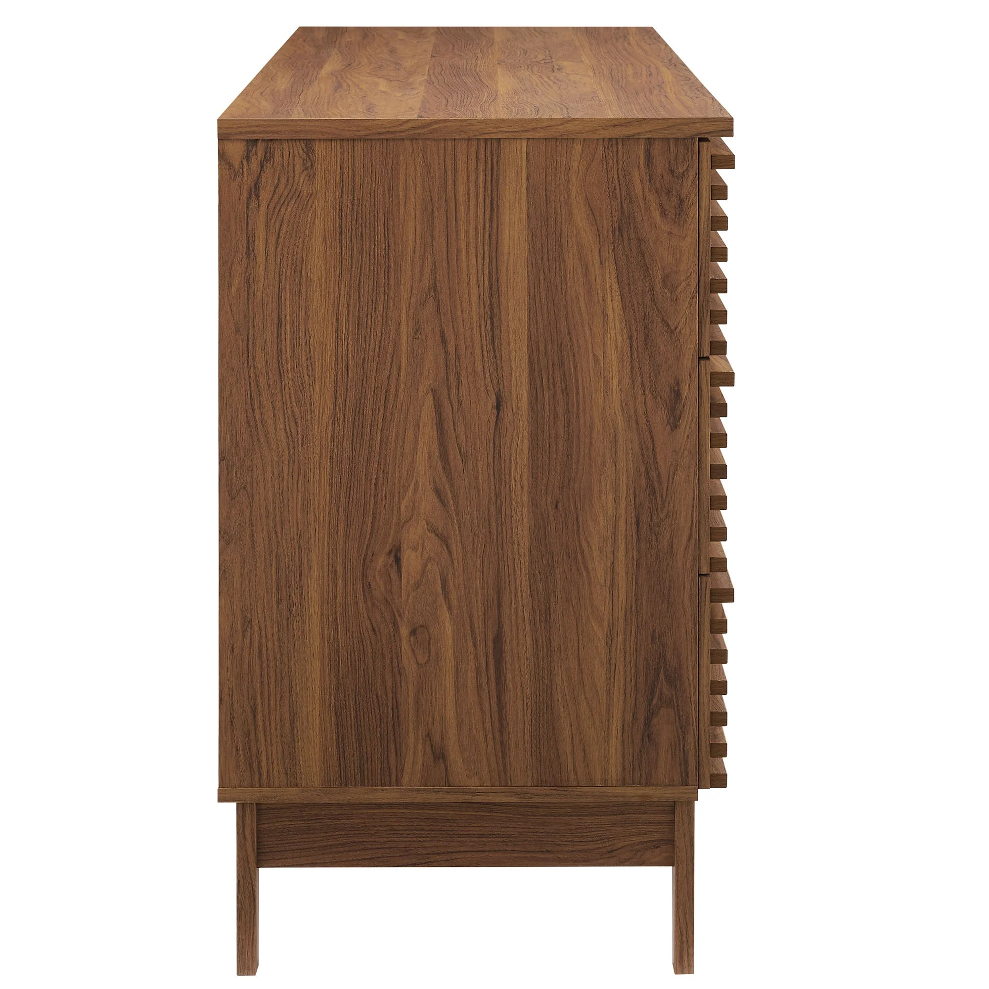 62" Walnut Slatted Front 6-Drawer Mid-Century Dresser - Image 5