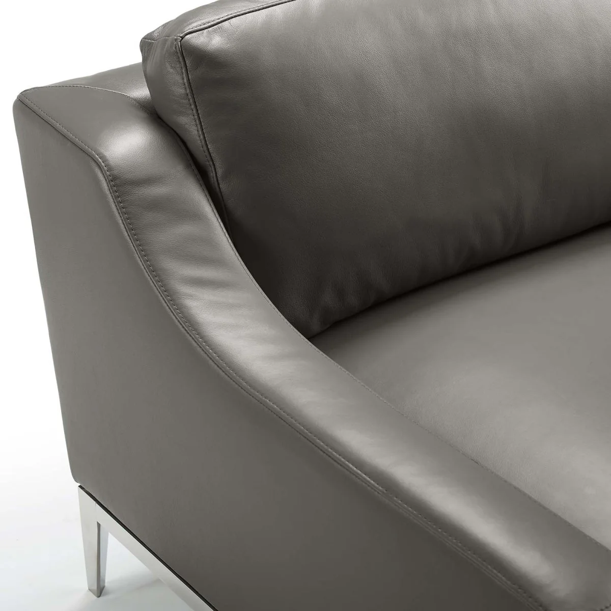 64 Inch Stainless Steel Base Leather Loveseat - Image 5