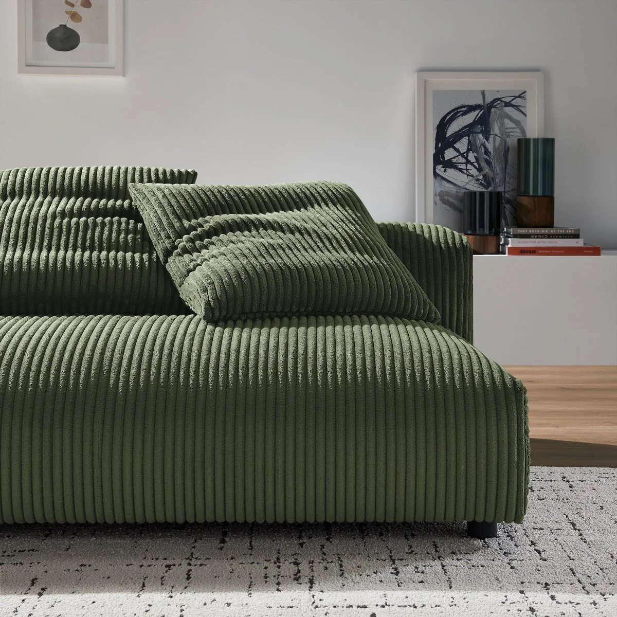 66 Inch Modular Corduroy Upholstered Armless Loveseat - Image 10
