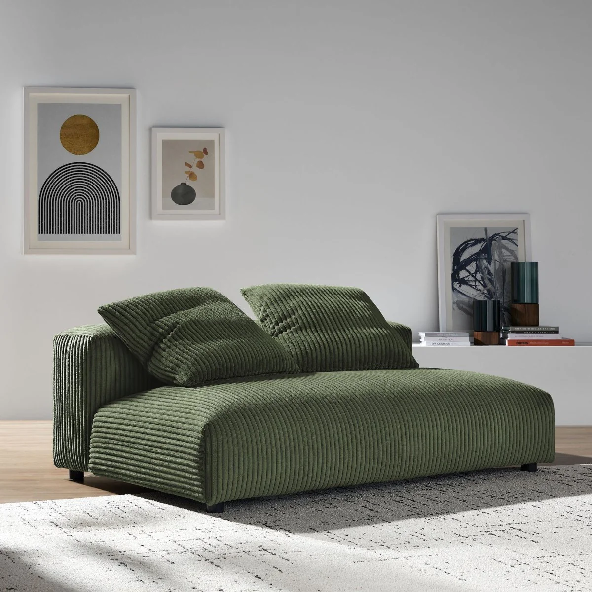 66 Inch Modular Corduroy Upholstered Armless Loveseat - Image 14