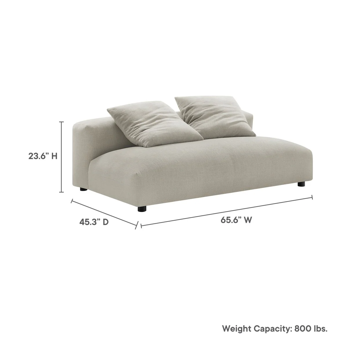 66 Inch Modular Upholstered Fabric Armless Loveseat - Image 10