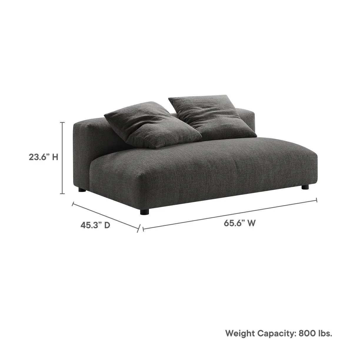 66 Inch Modular Upholstered Fabric Armless Loveseat - Image 3