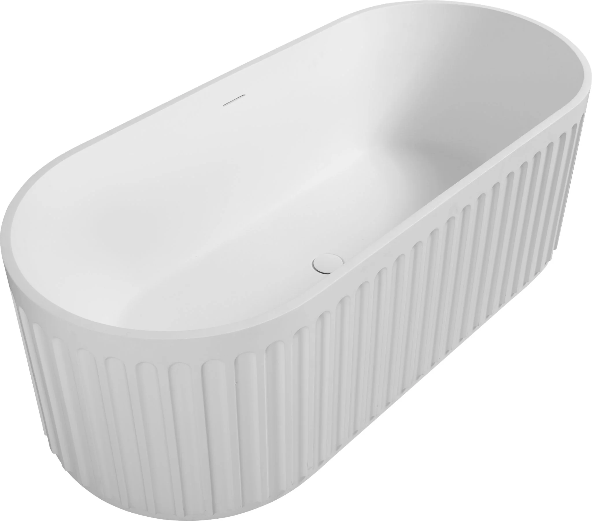 67" Freestanding Solid Surface Bathtub, Luxury Engineered Stone Resin Freestanding Soaking Bathtub With Overflow And Pop-Up Drain Cupc Certified 23S13-67 - Matte White - Image 4
