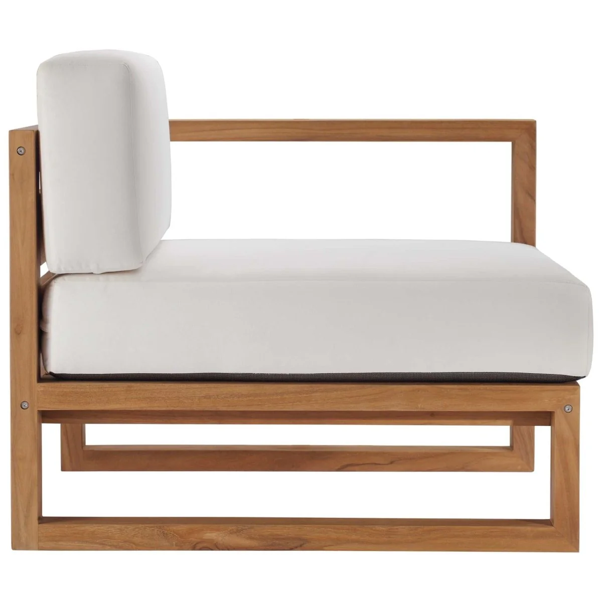 69" 2-Piece 69" Natural Teak Wood Outdoor Sectional Loveseat with White Cushions - Image 4