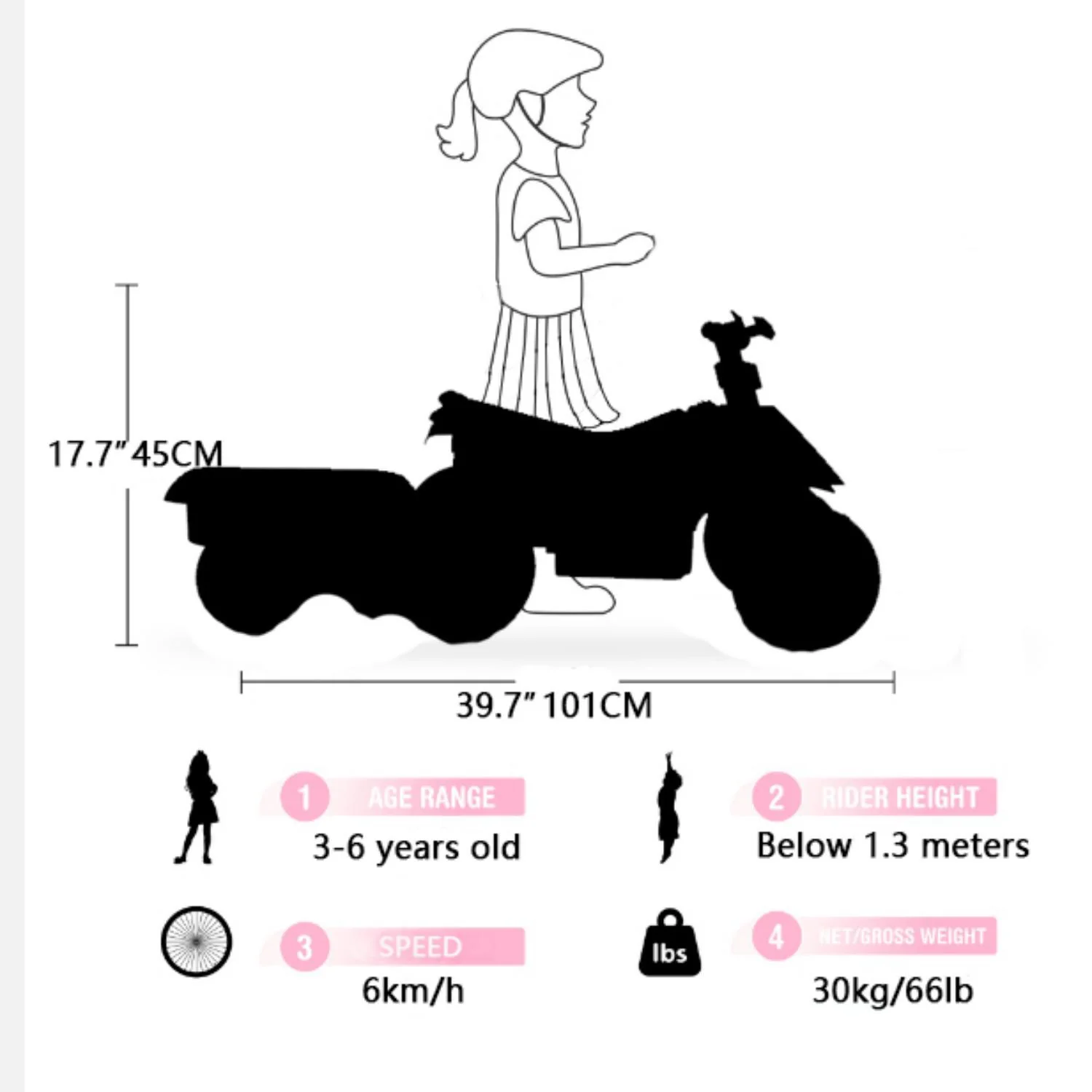 6V Kids Electric ATV With Headlights, Mp3, USB & Volume Control, 4 Wheel Ride-On Vehicle - Red - Image 6