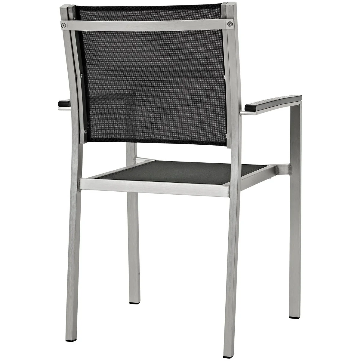 7-Piece Aluminum Outdoor Dining Set with Mesh Chairs – Silver and Black - Image 5