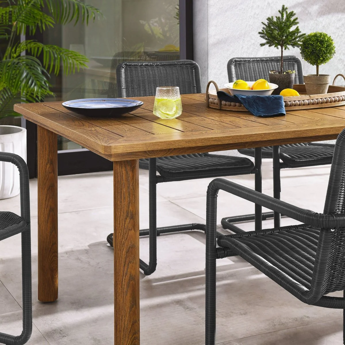 7-Piece Outdoor Aluminum Dining Table Set with Rattan Armchairs for Patio and Garden - Image 23