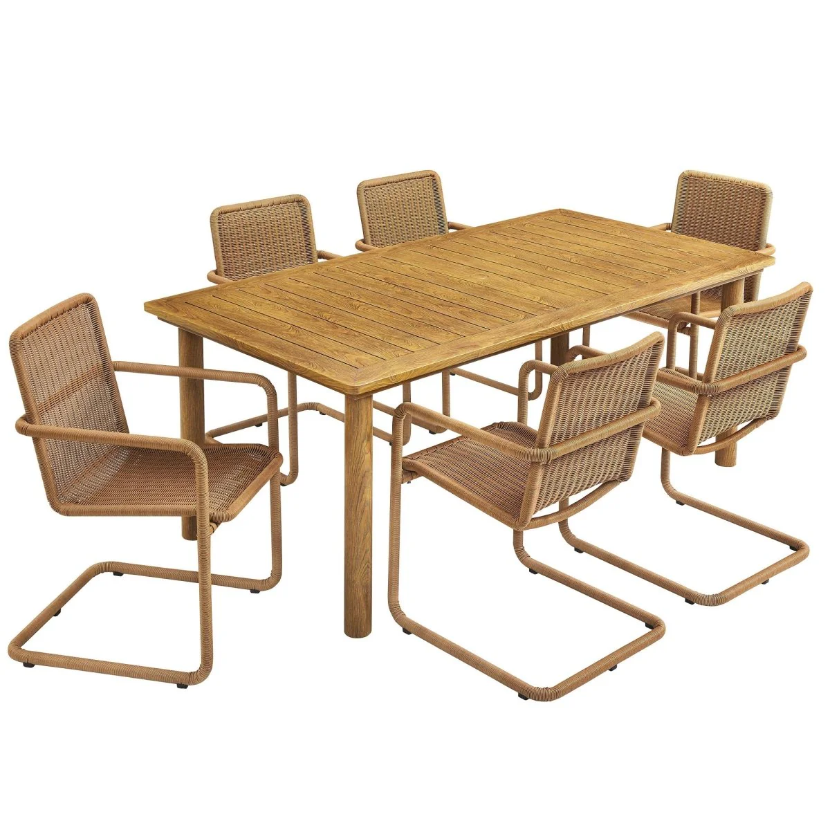 7-Piece Outdoor Aluminum Dining Table Set with Rattan Armchairs for Patio and Garden - Image 25