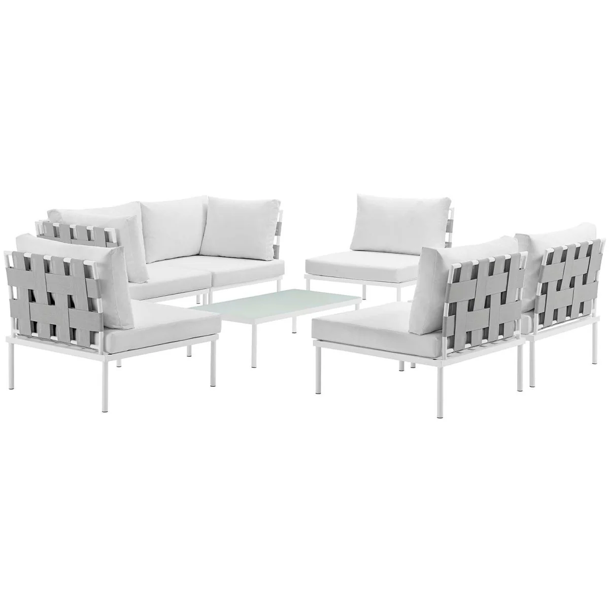 7-Piece Outdoor Patio Aluminum Sectional Sofa Set - Image 23