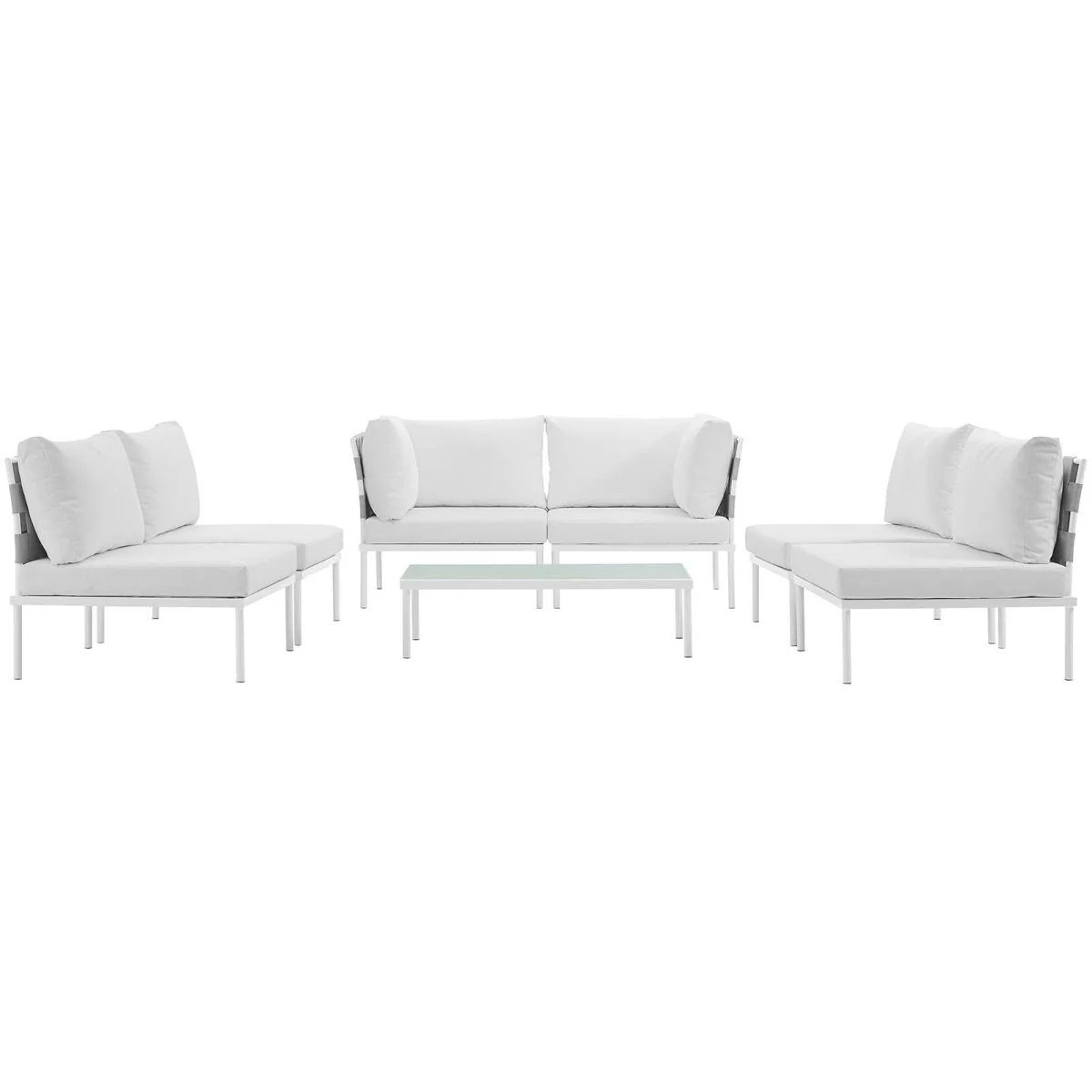7-Piece Outdoor Patio Aluminum Sectional Sofa Set - Image 27